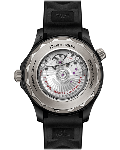 Omega Diver 300M Co-Axial Master Chronometer 43.5 mm Black ceramic on rubber strap (horloges)
